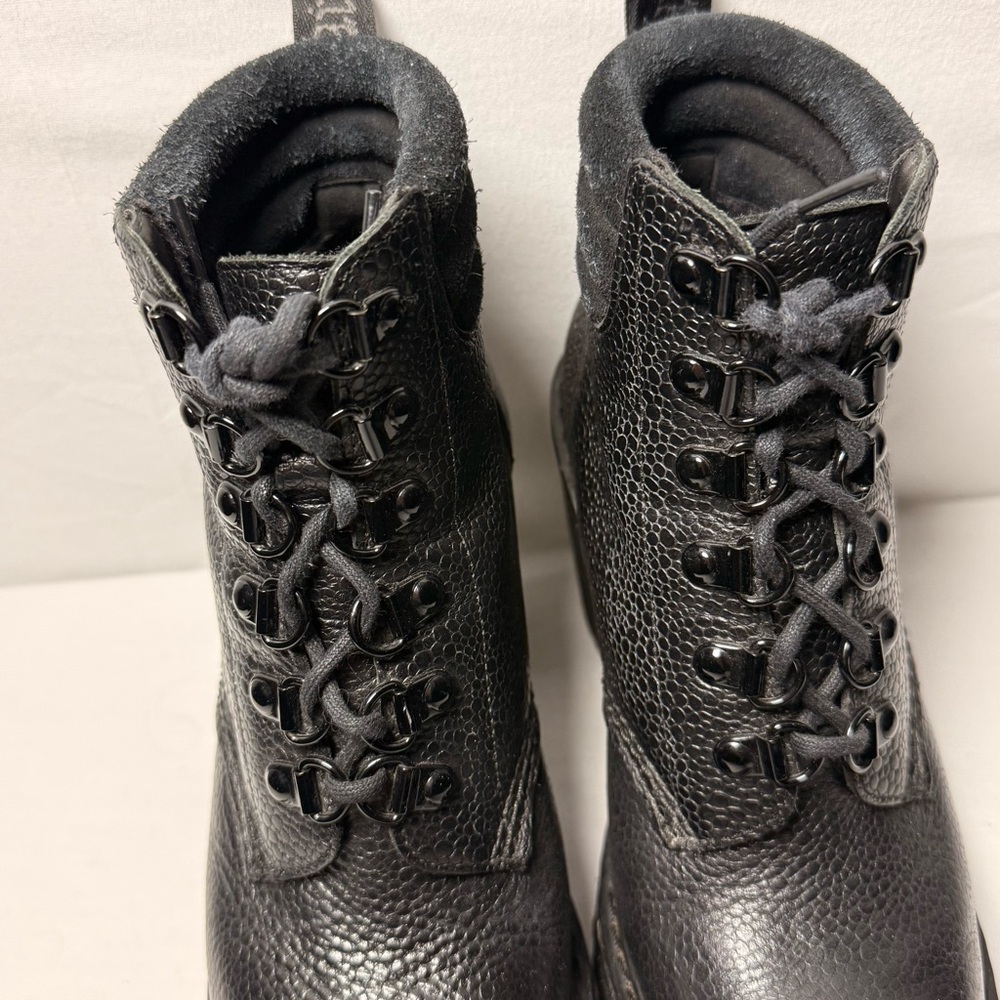 Dr Martens Women Persephone FL 6 Eye Blk Pebbled Leather Ankle Heeled Boots Sz 5 - Picture 8 of 14